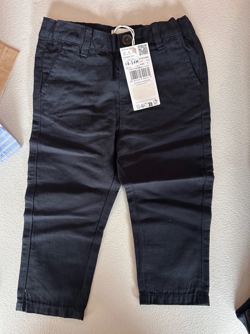 Mango Kids Navy Linen Trousers